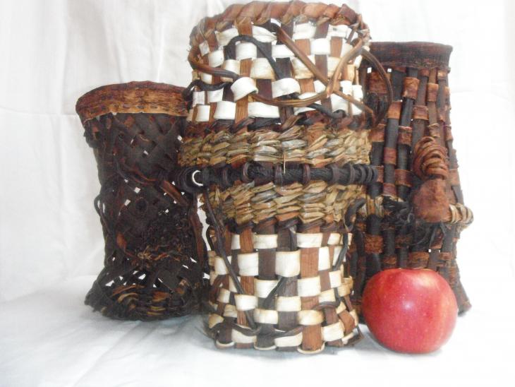 Some examples of mixed-media baskets