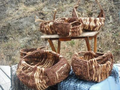 A selection of cedar gathering baskets