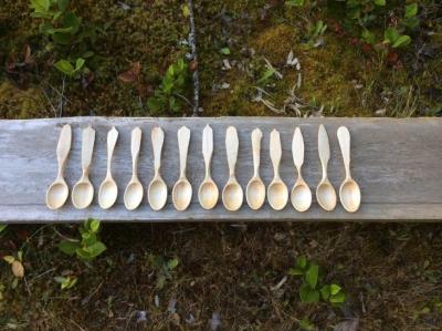 Hand carved maple eating spoons